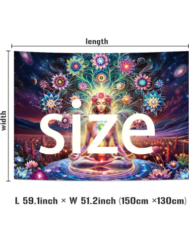 Tapestry de Meditación Siete Chakras Dermijer 150x130cm