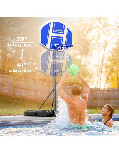 Aro de Baloncesto Ajustable Haokelball para Piscina 41-59"
