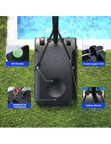 Aro de Baloncesto Ajustable Haokelball para Piscina 41-59"