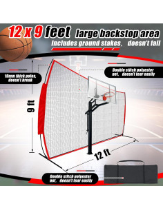 Red de Captura de Baloncesto Seenelling 3.66 x 2.74 m con Bolsa 2