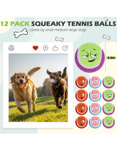 Pelotas de Tenis para Perros EXPAWLORER - Paquete de 12, 6.35 cm 2