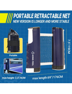 Red de Ping Pong Retráctil KINGFEEL para Mesas de Hasta 5.8 cm 2