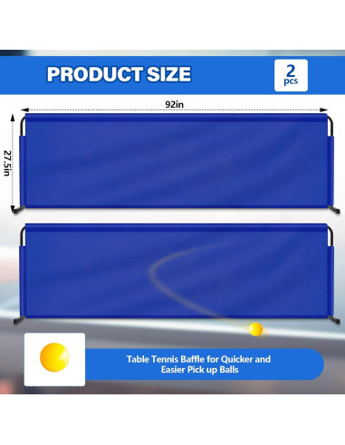 Barrera de Tenis de Mesa VercanMonth 233.7x70 cm 2 Pcs Azul