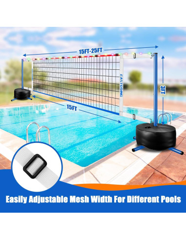 Conjunto Red de Voleibol de Piscina Eastgoing con Luces LED 4.57-7.62m