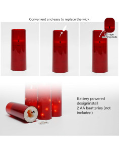 Velas LED sin llama Kakoya 5 Pcs con temporizador Rojo 2