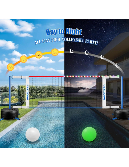 Conjunto Red de Voleibol de Piscina Eastgoing con Luces LED 4.57-7.62m