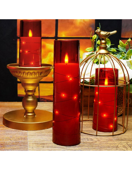 Velas LED sin llama Kakoya 5 Pcs con temporizador Rojo