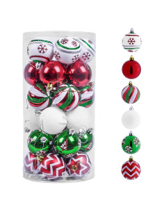 Adornos Navideños Valery Madelyn 30 Piezas 5 cm Rojo Verde Blanco