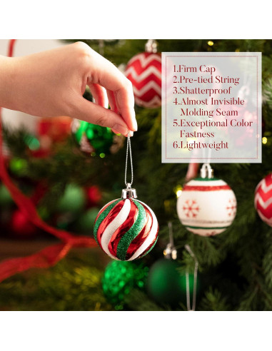 Adornos Navideños Valery Madelyn 30 Piezas 5 cm Rojo Verde Blanco