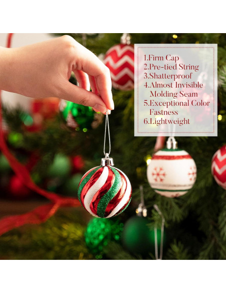 Adornos Navideños Valery Madelyn 30 Piezas 5 cm Rojo Verde Blanco