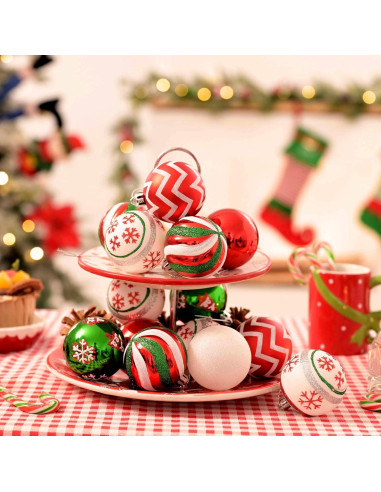 Adornos Navideños Valery Madelyn 30 Piezas 5 cm Rojo Verde Blanco