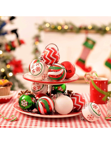 Adornos Navideños Valery Madelyn 30 Piezas 5 cm Rojo Verde Blanco