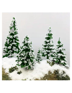 22 Árboles de Modelo Mixto Warmtree - Mini Pinos Nevados 5-15 cm