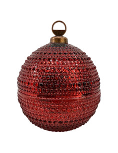 Tazón de Navidad Vintage con Tapa Hobnail 10.16 cm Rojo