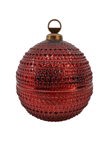 Tazón de Navidad Vintage con Tapa Hobnail 10.16 cm Rojo