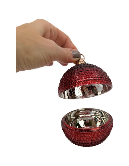 Tazón de Navidad Vintage con Tapa Hobnail 10.16 cm Rojo