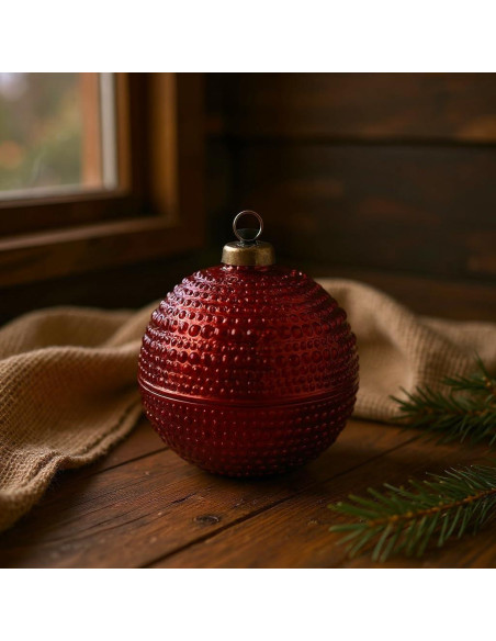 Tazón de Navidad Vintage con Tapa Hobnail 10.16 cm Rojo