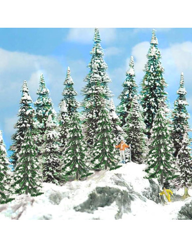 22 Árboles de Modelo Mixto Warmtree - Mini Pinos Nevados 5-15 cm