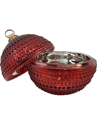 Tazón de Navidad Vintage con Tapa Hobnail 10.16 cm Rojo