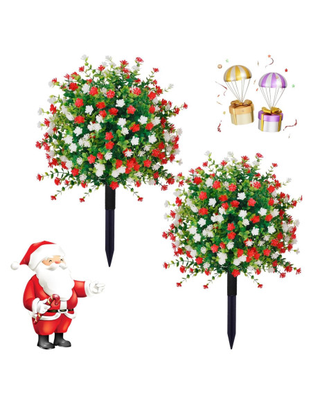 Bola de Topiaria Artificial THKFUL 60 cm Flores Navidad UV