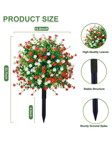 Bola de Topiaria Artificial THKFUL 60 cm Flores Navidad UV