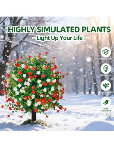 Bola de Topiaria Artificial THKFUL 60 cm Flores Navidad UV