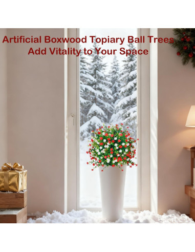 Bola de Topiaria Artificial THKFUL 60 cm Flores Navidad UV