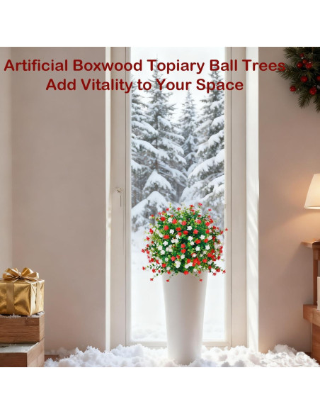 Bola de Topiaria Artificial THKFUL 60 cm Flores Navidad UV