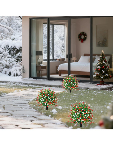 Bola de Topiaria Artificial THKFUL 60 cm Flores Navidad UV