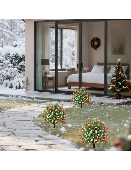 Bola de Topiaria Artificial THKFUL 60 cm Flores Navidad UV