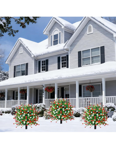 Bola de Topiaria Artificial THKFUL 60 cm Flores Navidad UV