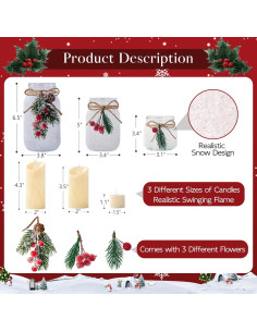 Centros de mesa navideños KIVIVO, 3 frascos de vidrio decorativos 2
