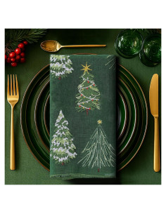 Juego de 4 Servilletas de Tulle Verde Breling 45x45 cm Navidad