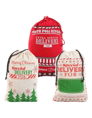 Bolsa de Yute de Santa Joyin 3 Pcs 66x48 cm Reutilizable