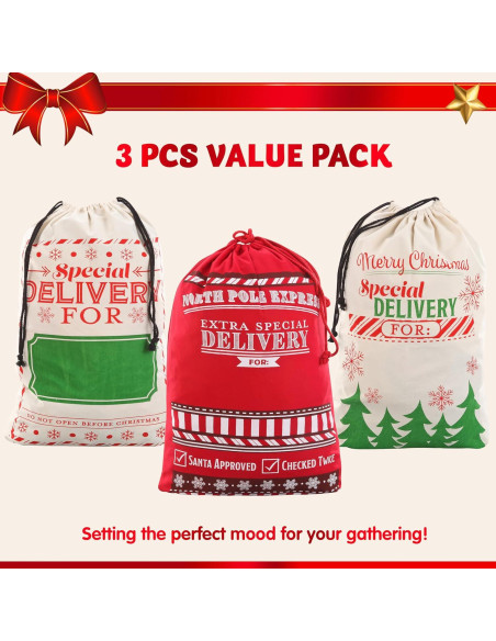 Bolsa de Yute de Santa Joyin 3 Pcs 66x48 cm Reutilizable