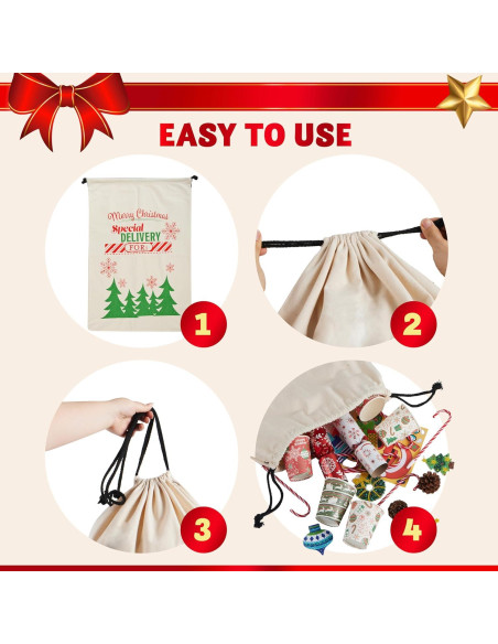 Bolsa de Yute de Santa Joyin 3 Pcs 66x48 cm Reutilizable