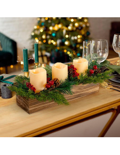 Portavelas de Navidad Yongmao con 3 Velas LED y Piñas 2