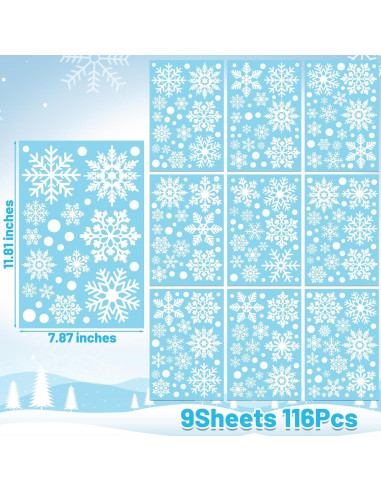 116 Adhesivos de Ventana de Copos de Nieve Traplace