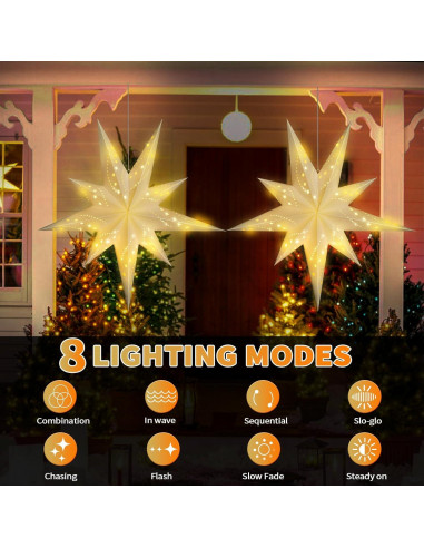 Paquete de 2 Linternas de Papel Estrella 68.58 cm Newoh