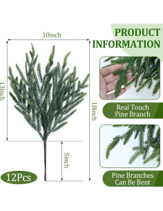Juego de 12 Ramas de Pino Artificial Tulvend 45.72 cm 2