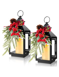 Faroles de Navidad Honoson 2 Pcs 32x13 cm LED Sin Llama