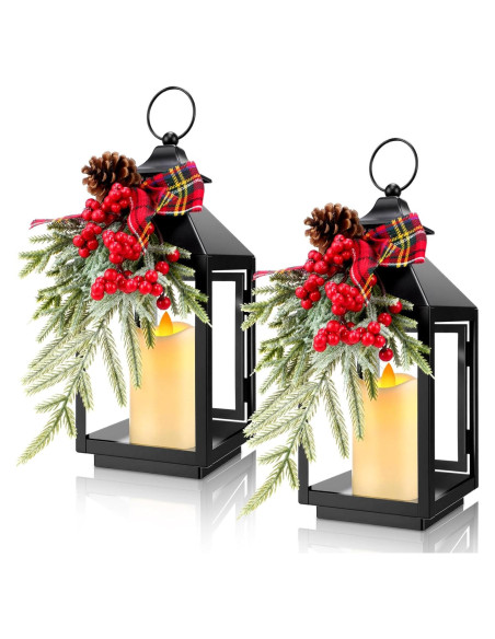 Faroles de Navidad Honoson 2 Pcs 32x13 cm LED Sin Llama