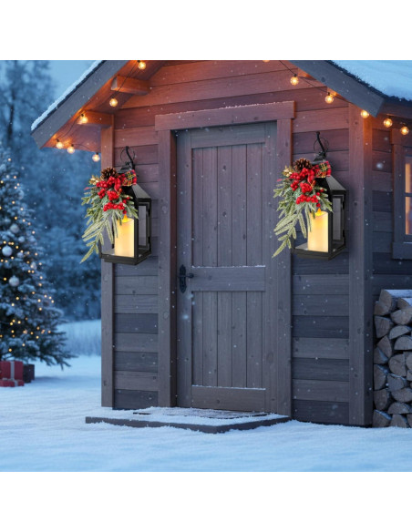 Faroles de Navidad Honoson 2 Pcs 32x13 cm LED Sin Llama