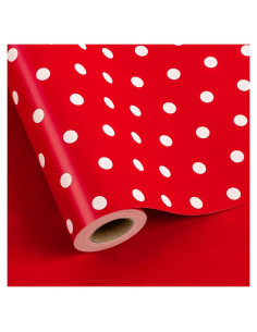 Papel de Regalo Reversible Yarcony 43 cm x 10 m Rojo y Blanco