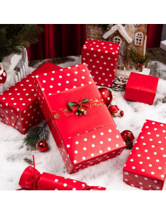 Papel de Regalo Reversible Yarcony 43 cm x 10 m Rojo y Blanco 2