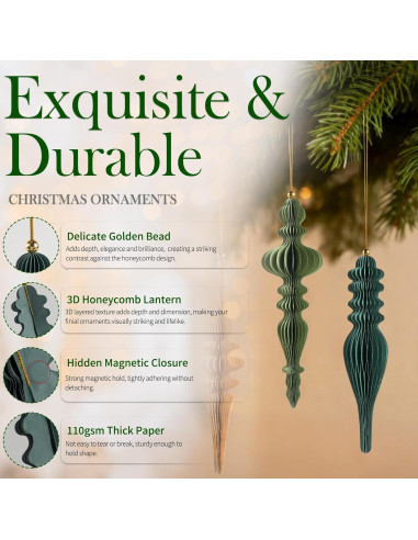 Conjunto 6 Adornos Navideños de Panal 3D OuMuaMua