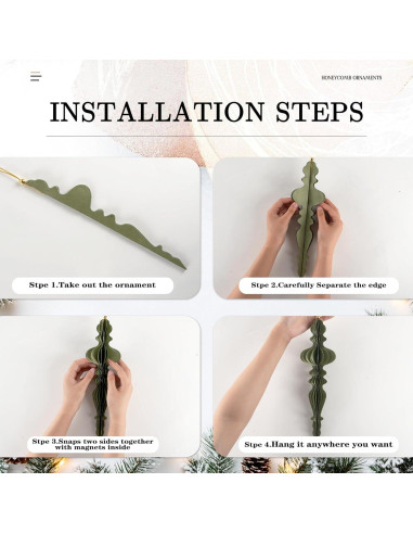 Conjunto 6 Adornos Navideños de Panal 3D OuMuaMua