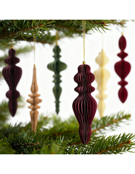 Conjunto 6 Adornos Navideños de Panal 3D OuMuaMua