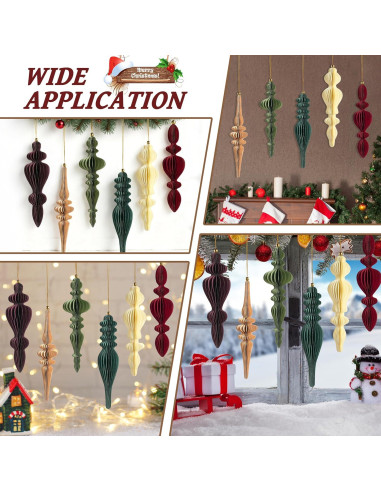 Conjunto 6 Adornos Navideños de Panal 3D OuMuaMua