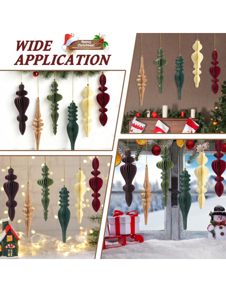 Conjunto 6 Adornos Navideños de Panal 3D OuMuaMua